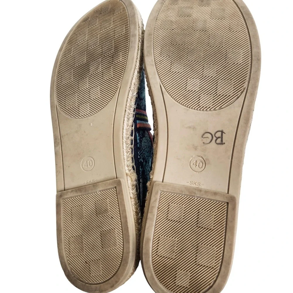 Sundance Ivko Woman Shoes Womens 9.5 40‎ Blue Floral Knit Espadrille Slip On